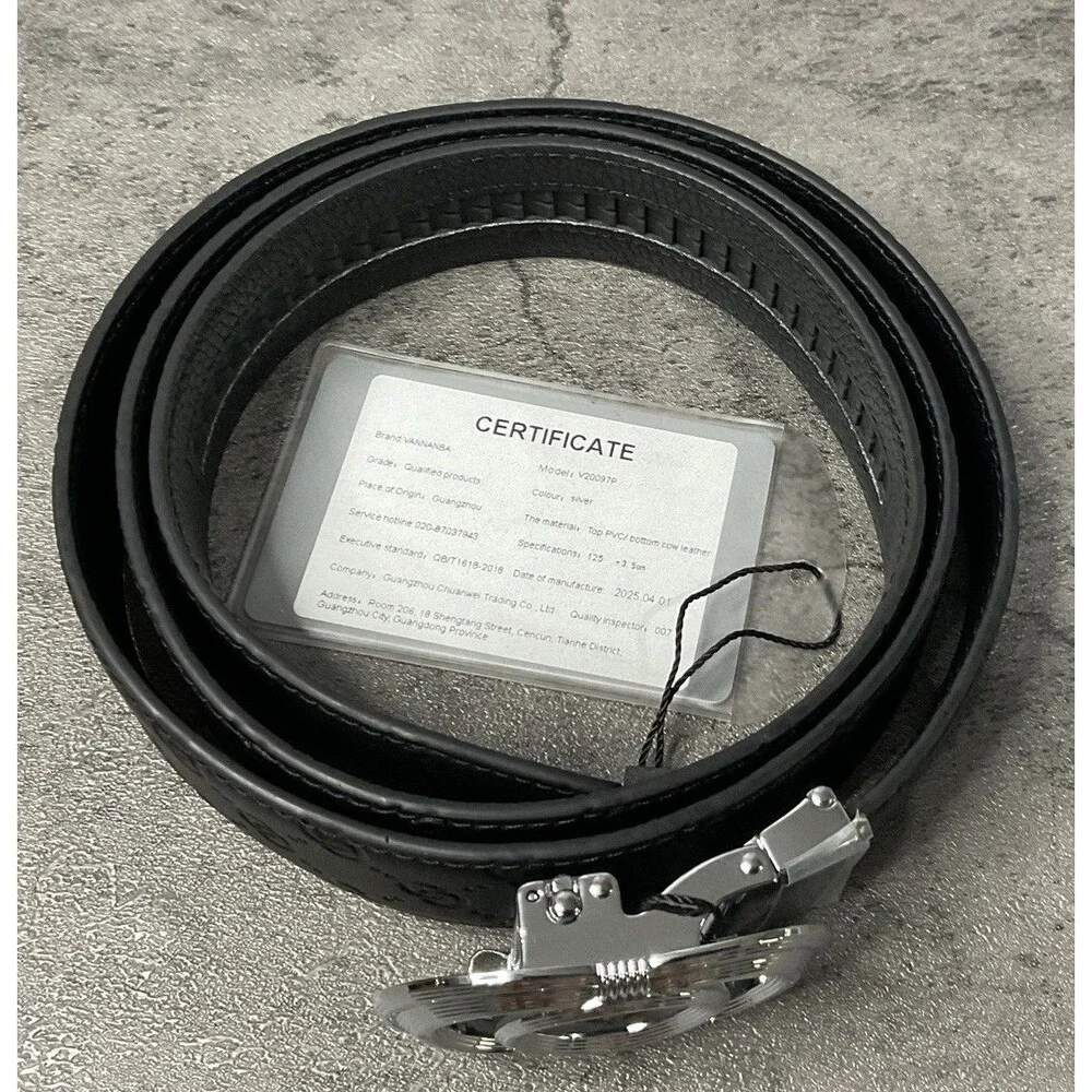Vannanba Men’s Ratchet Leather Belt With Automatic Buckle Alloy